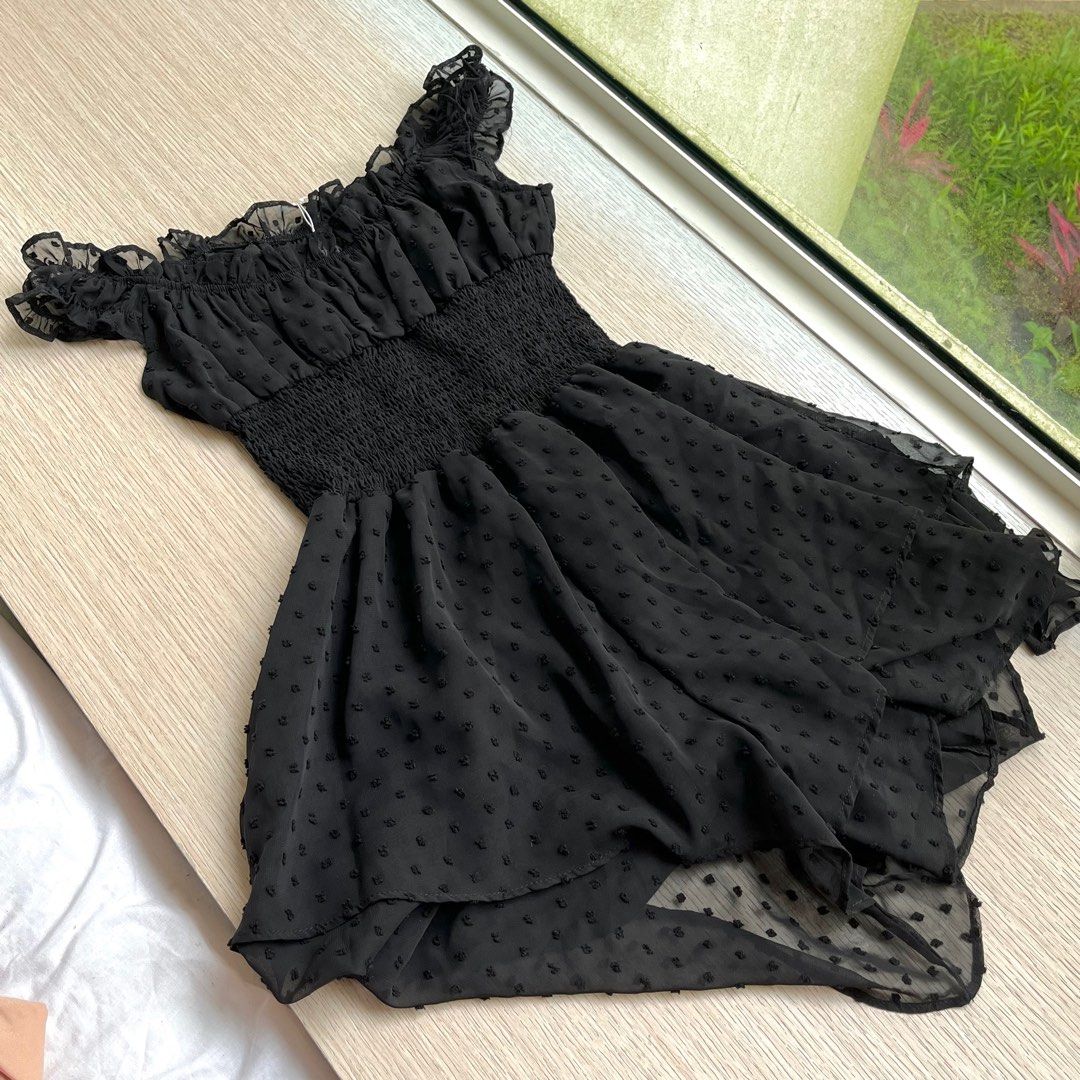 strapless open back dress Bella Luna Ruched Mini Dress Black main image 1