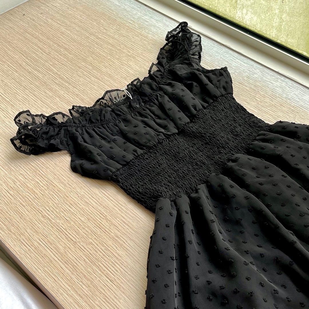 princess polly baby blue dress Princess Polly Veritie Lace Strapless Satin Mini Dress - Black main image 0