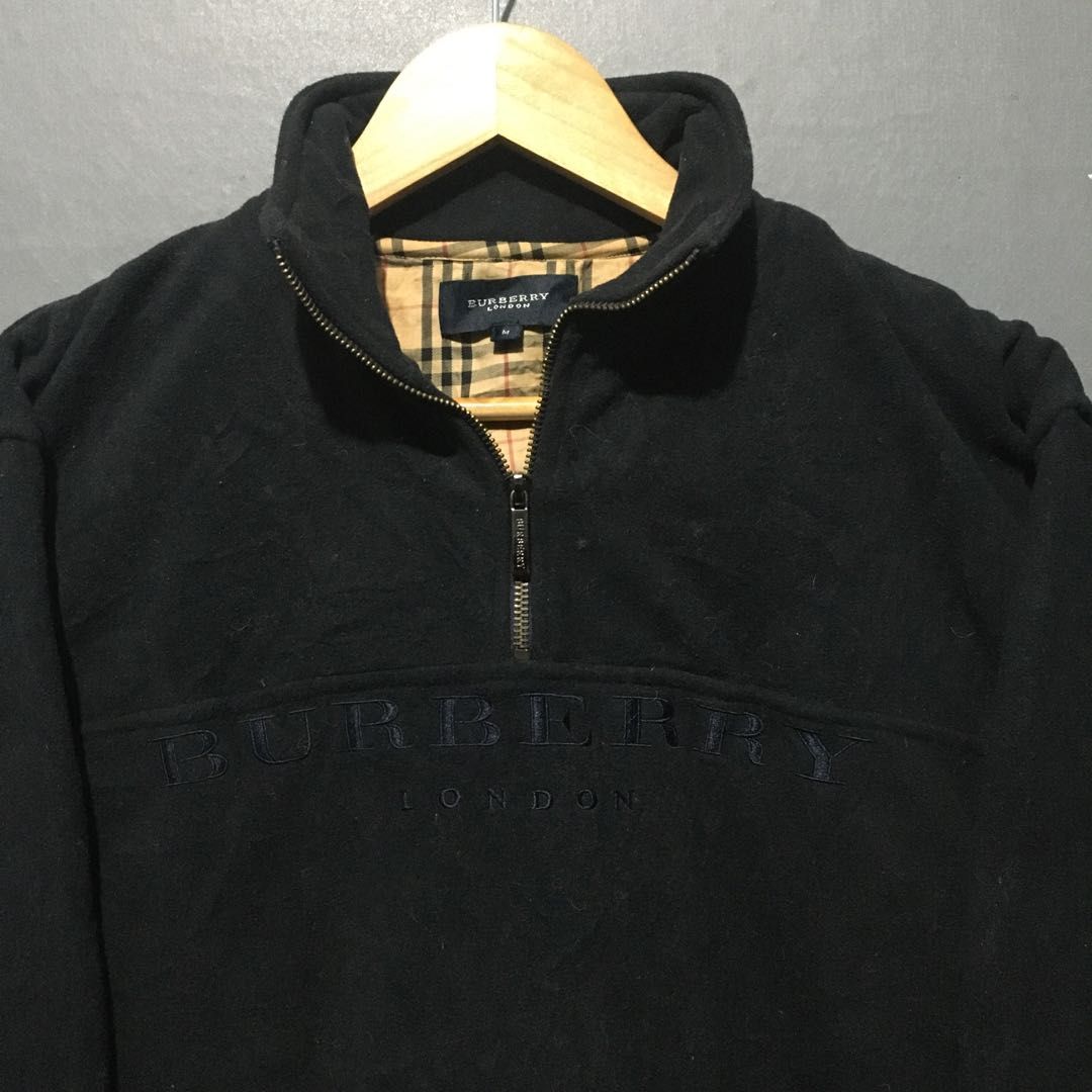 Rare Burberry London Half Zipper Fleece Sweater Men s Fashion
