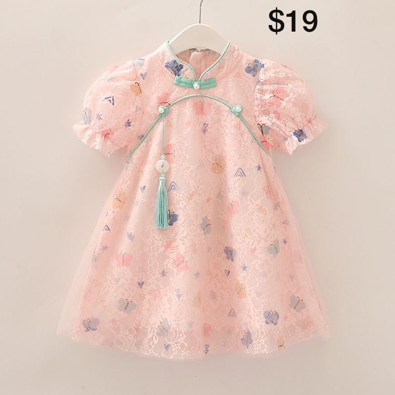 Little Baby CNY 2024 Girl Dress Korean Style Fashion White Lace Dress Girl  Clothing Short Sleeve Shopping Party Dress Butterfly Kids Children Ribbon  Princess Dress Cute Pretty Ready Stock In Selangor Summer