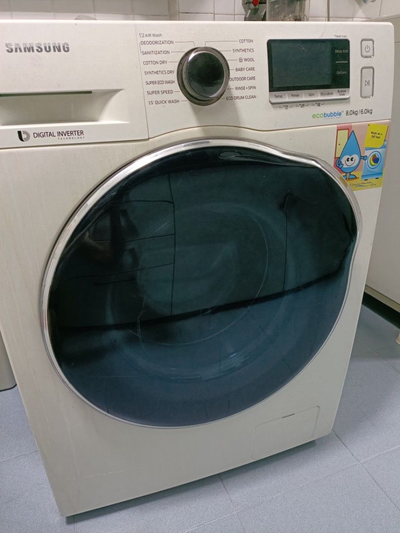 Samsung 8KG/6KG Front Load Washer Dryer Combo Ecobubble Technology, TV