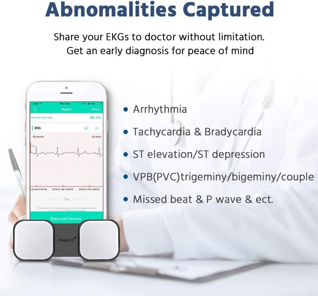 SnapECG ECG Monitor, Handheld ECG Heart Rate Monitors for Smart Phone