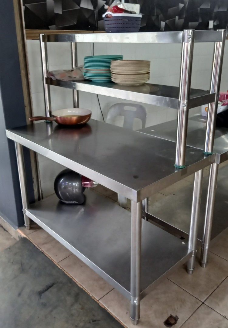 STAINLESS STEEL KITCHEN OVERSHELF RACK / EXTEND WORKING TABLE TOP RACK