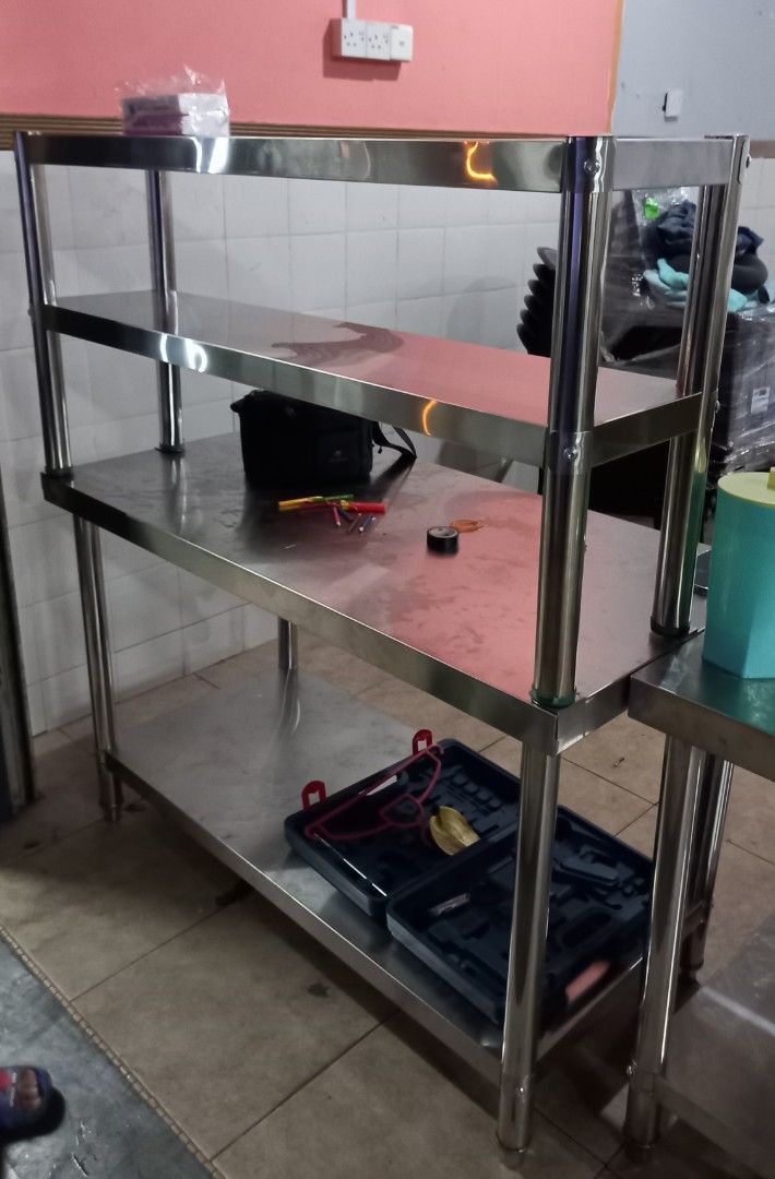 STAINLESS STEEL KITCHEN OVERSHELF RACK / EXTEND WORKING TABLE TOP RACK