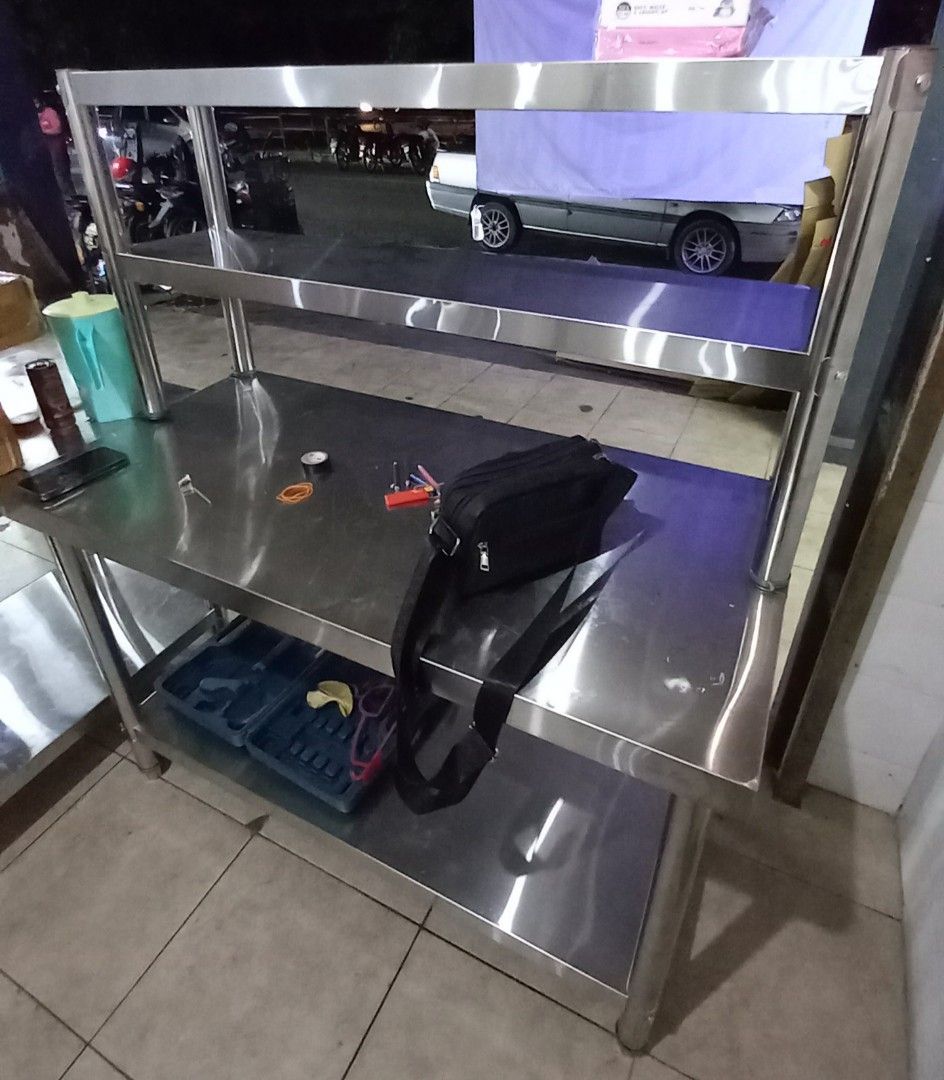 STAINLESS STEEL KITCHEN OVERSHELF RACK / EXTEND WORKING TABLE TOP RACK