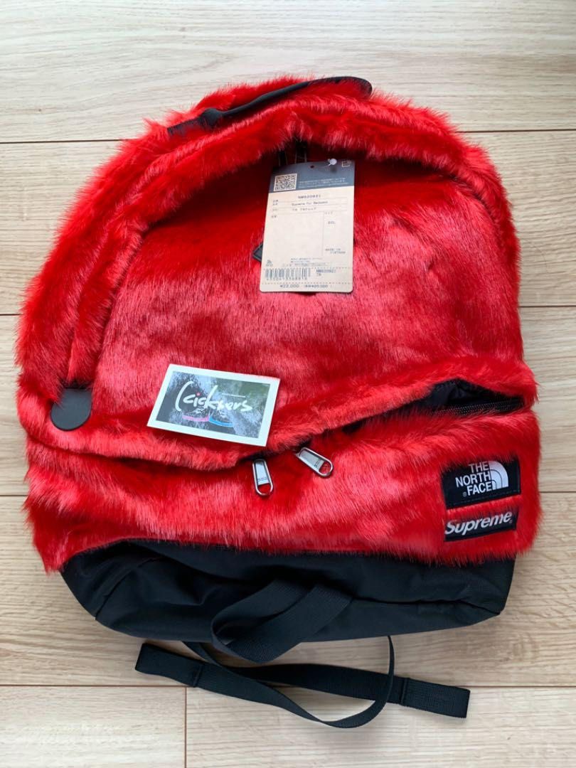 Supreme x The North Face Faux Fur Back Pack Red, Women's Fashion, Bags   Wallets, Backpacks on Carousell