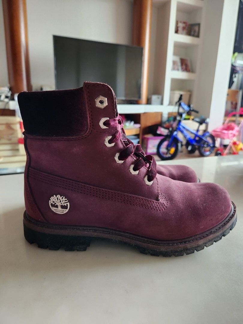 Timberland velvet boots burgundy