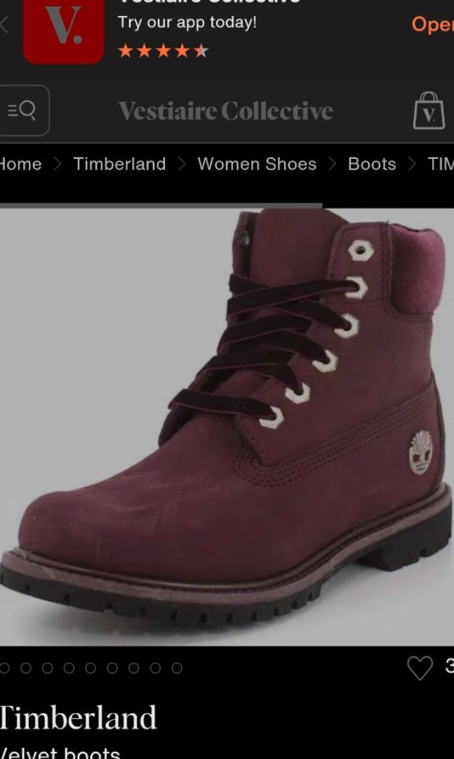 Timberland velvet boots burgundy