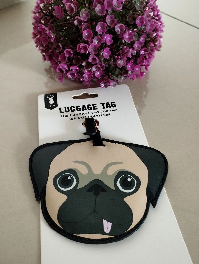 Pug luggage tag discount
