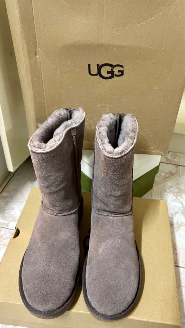 Ugg classic short zip bootie grey best sale