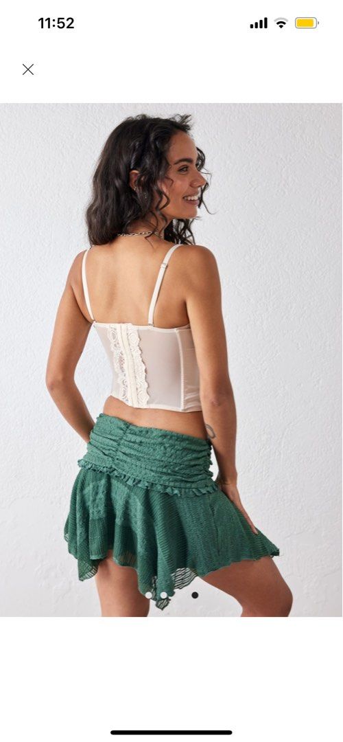 Urban Outfitters Uo Ava Satin Lace & Corset Top in Green