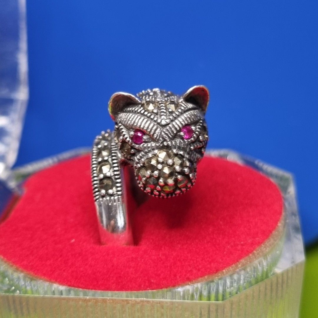 Vintage Marcasite Leopard Ring Women s Fashion Jewelry