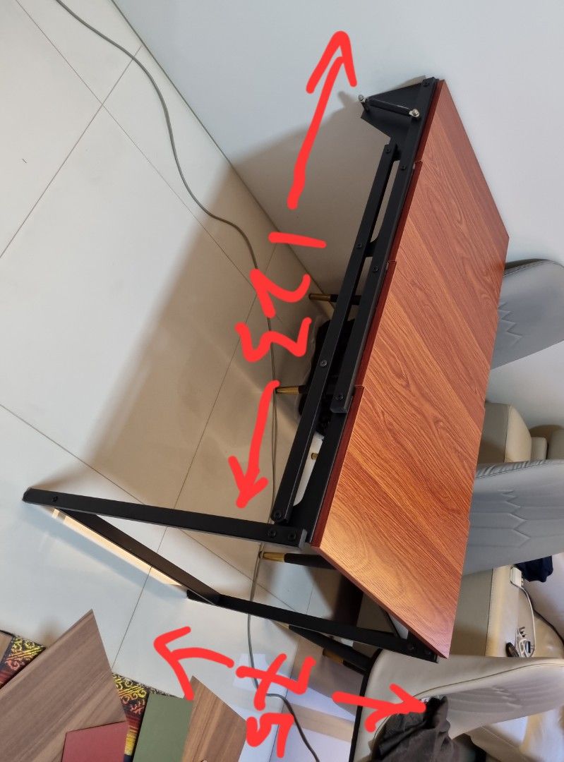 Wall mounted hydraulic shelf to table, Furniture & Home Living