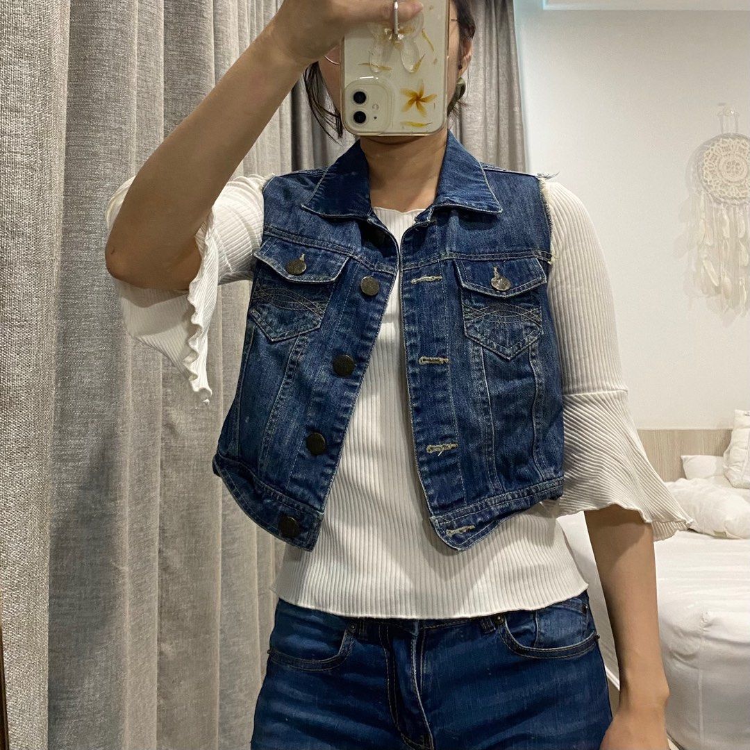 Ladies on sale denim vest