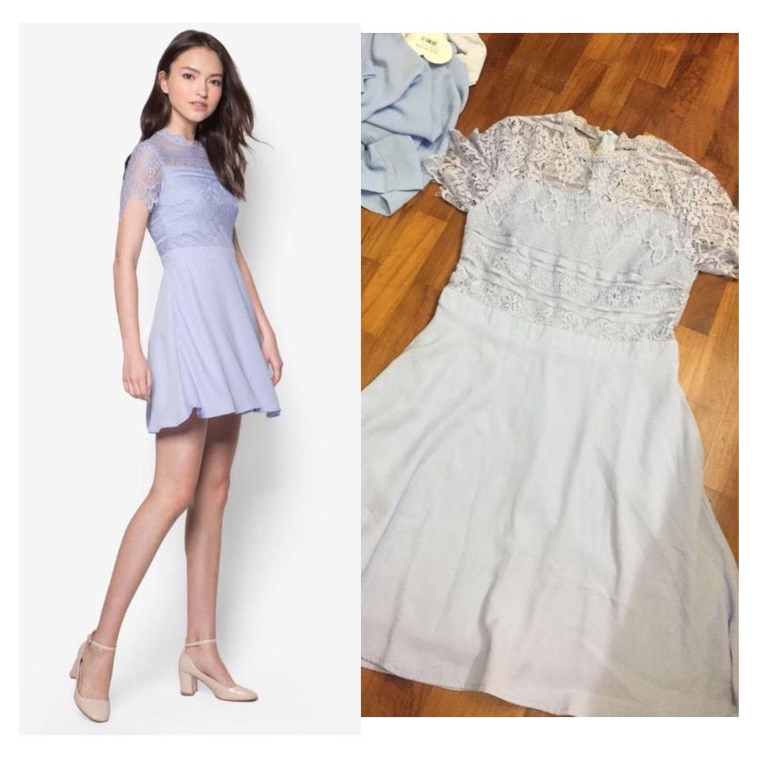 Lace panel fit and flare dress deals