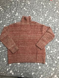 ZARA 粉色高領寬鬆毛衣