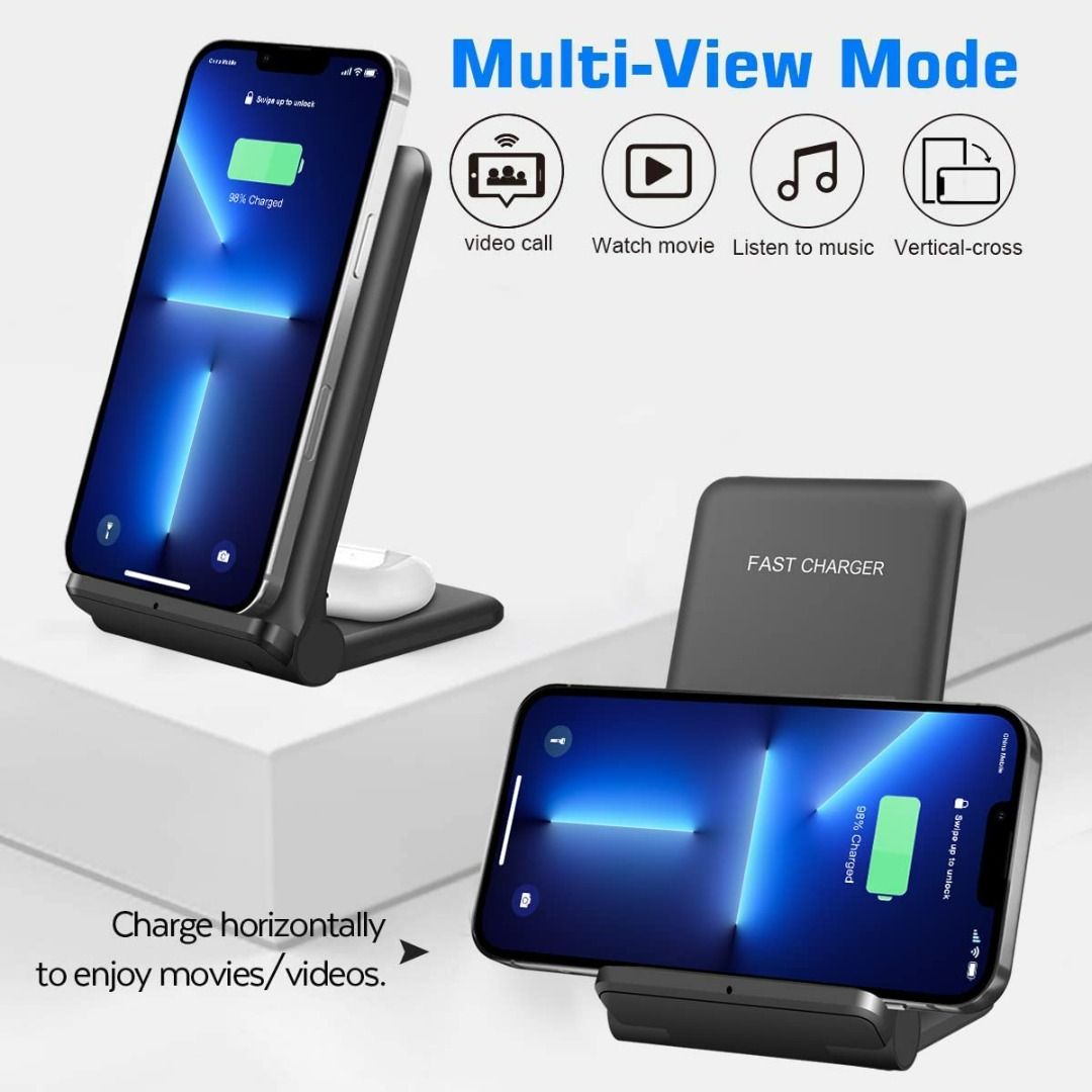  25W Wireless Charger,Foldable 2 in 1 Wireless Charging