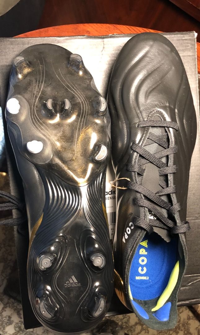 Adidas Copa Sense.1 FG (Black Gold Metallic), Sports Equipment, Sports u0026  Games, Racket u0026 Ball Sports on Carousell