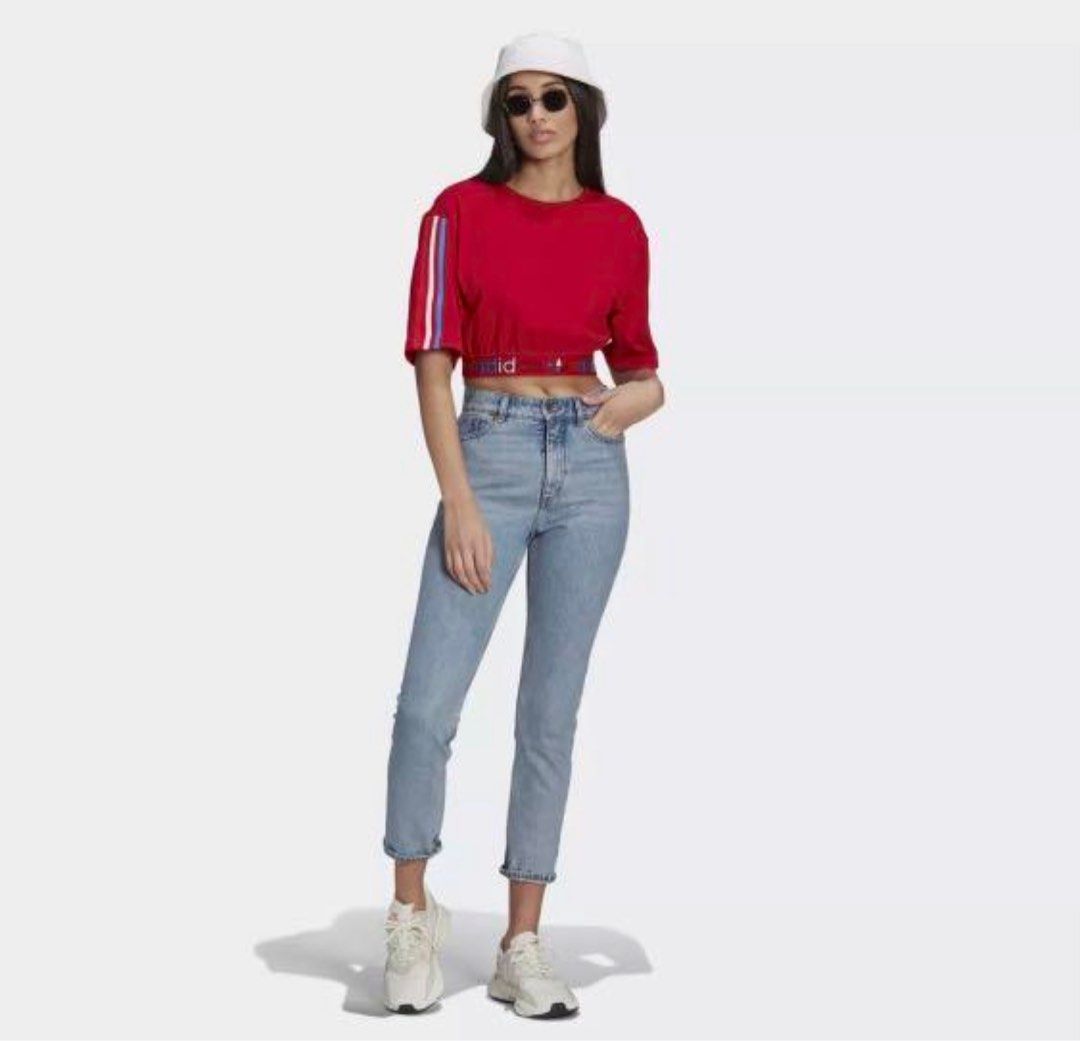 Adidas crop top with jeans sales