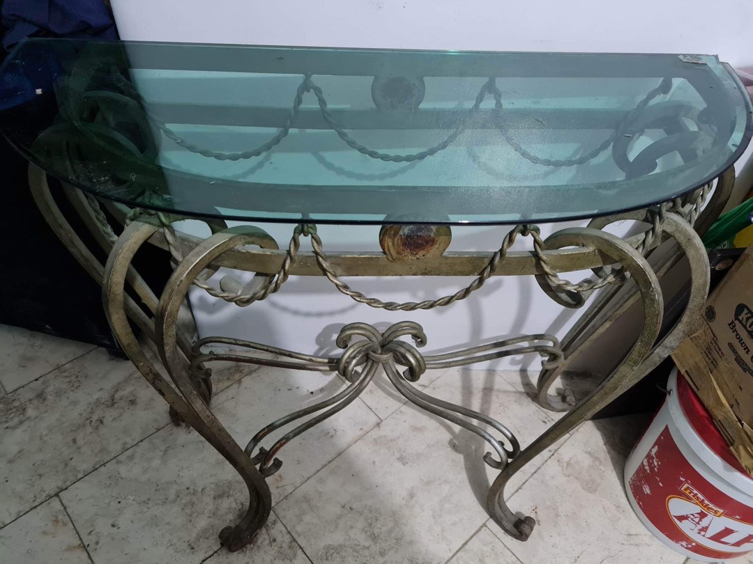 Antique Glass Table, Furniture & Home Living, Furniture, Tables & Sets on Carousell