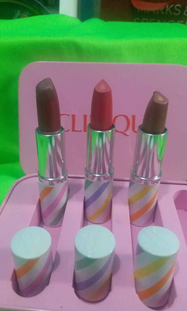 Authentic CLINIQUE candy lipstick set (Category: Makeup) located in San Pedro. Submitted by bethc.729 (Listing ID 1205501988, Image 3). Description: Authentic CLINIQUE candy lipstick set from US never used.3pcs only out of 4 .in very good conditioned..
