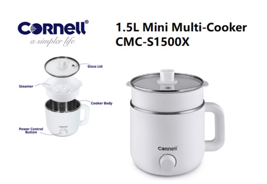BNIB Cornell 1.5L Mini MultiCooker Personal Steamboat Noodle Cooker