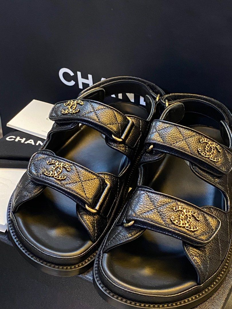 Brand New Chanel Dad Sandals Black Size 37 Chanel Sandals Black Size 39  Womens Fashion Footwear Flats  Sandals on Carousell