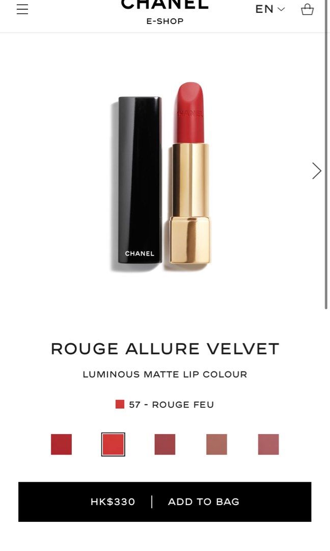 Son Chanel Allure Velvet 57 Rouge Feu  Màu Đỏ Cam  Vilip Shop  Mỹ phẩm  chính hãng