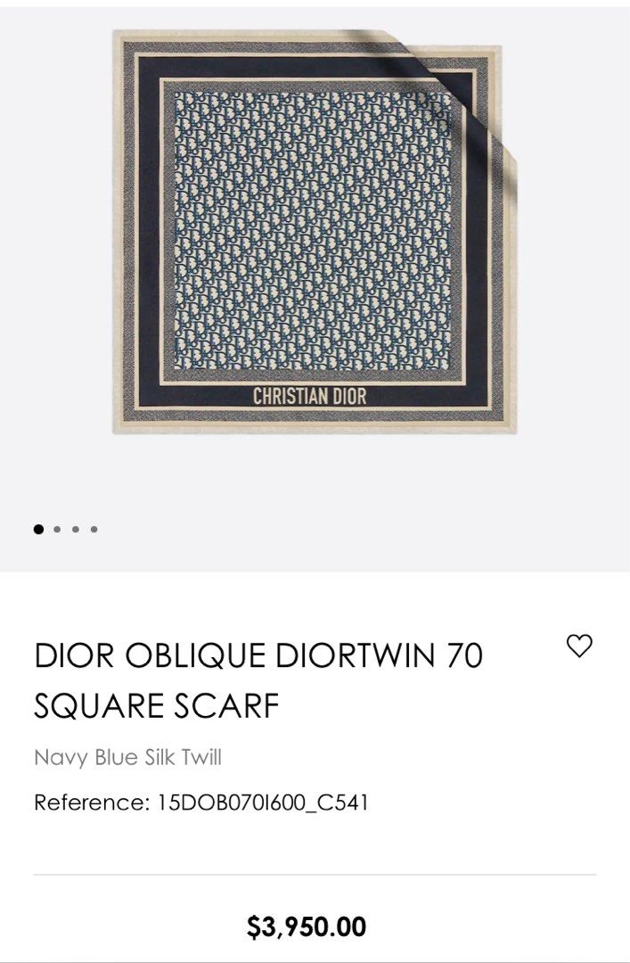 Dior Oblique Diortwin 70 Square Scarf Navy Blue Silk Twill