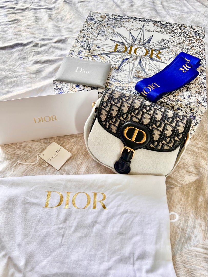 Dior Bobby East-West Pouch with Chain Blue Dior Oblique Jacquard