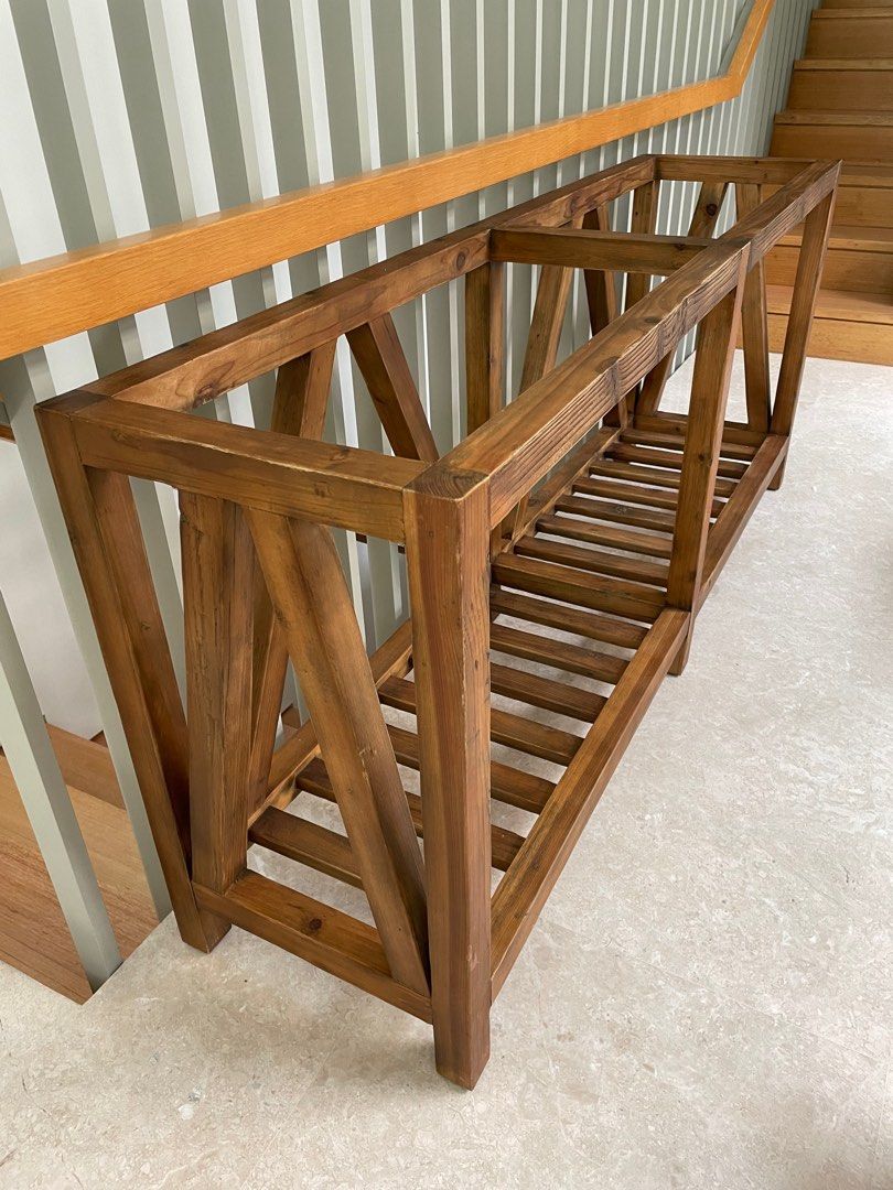 Crate and Barrel Bluestone console table with no top, Furniture & Home