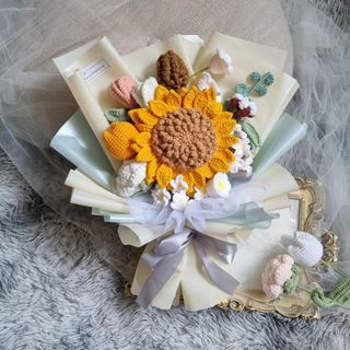 [FOC 🚚] Crochet Sunflower Bouquet | Crochet Bouquet | Everlasting Bouquet | Crochet Flowers | Teacher's Day Bouquets | Graduation Bouquet | Mother's Day Gift | Birthday Flower