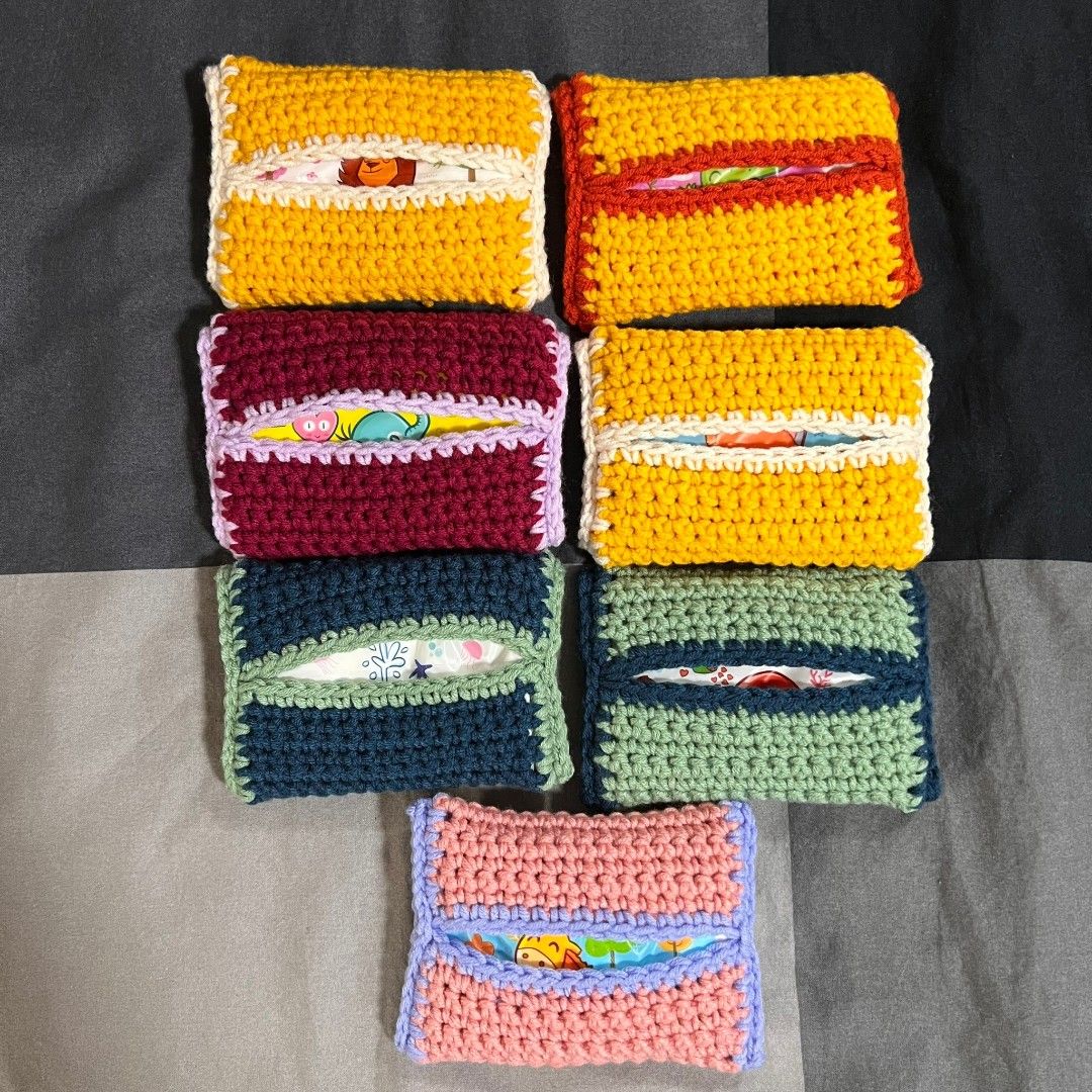 Crochet tissue packet pouch, Hobbies & Toys, Stationery & Craft