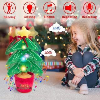 Dancing Christmas Toys Funny Tree Repeat Talking Electronic Plush Toys Can Sing Record Lighten Early Education Funny Gift Christmas