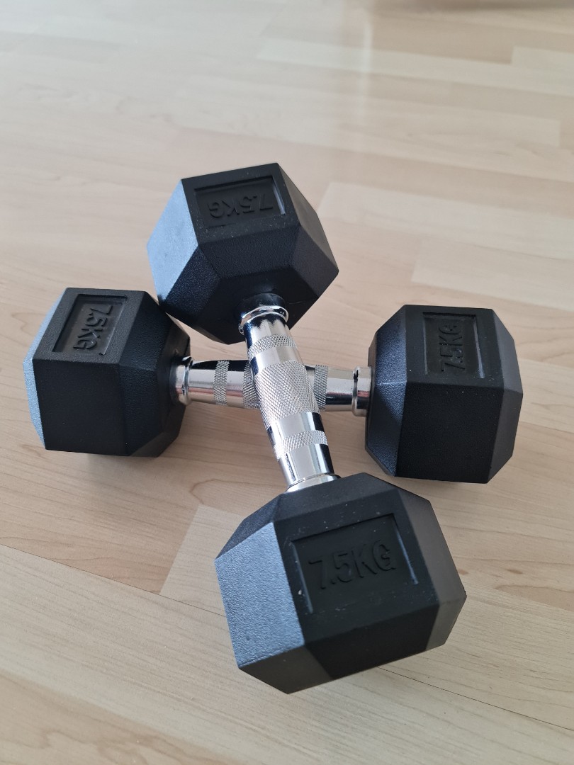 Dumbbells 7.5kg, Sports Equipment, Exercise & Fitness, Weights