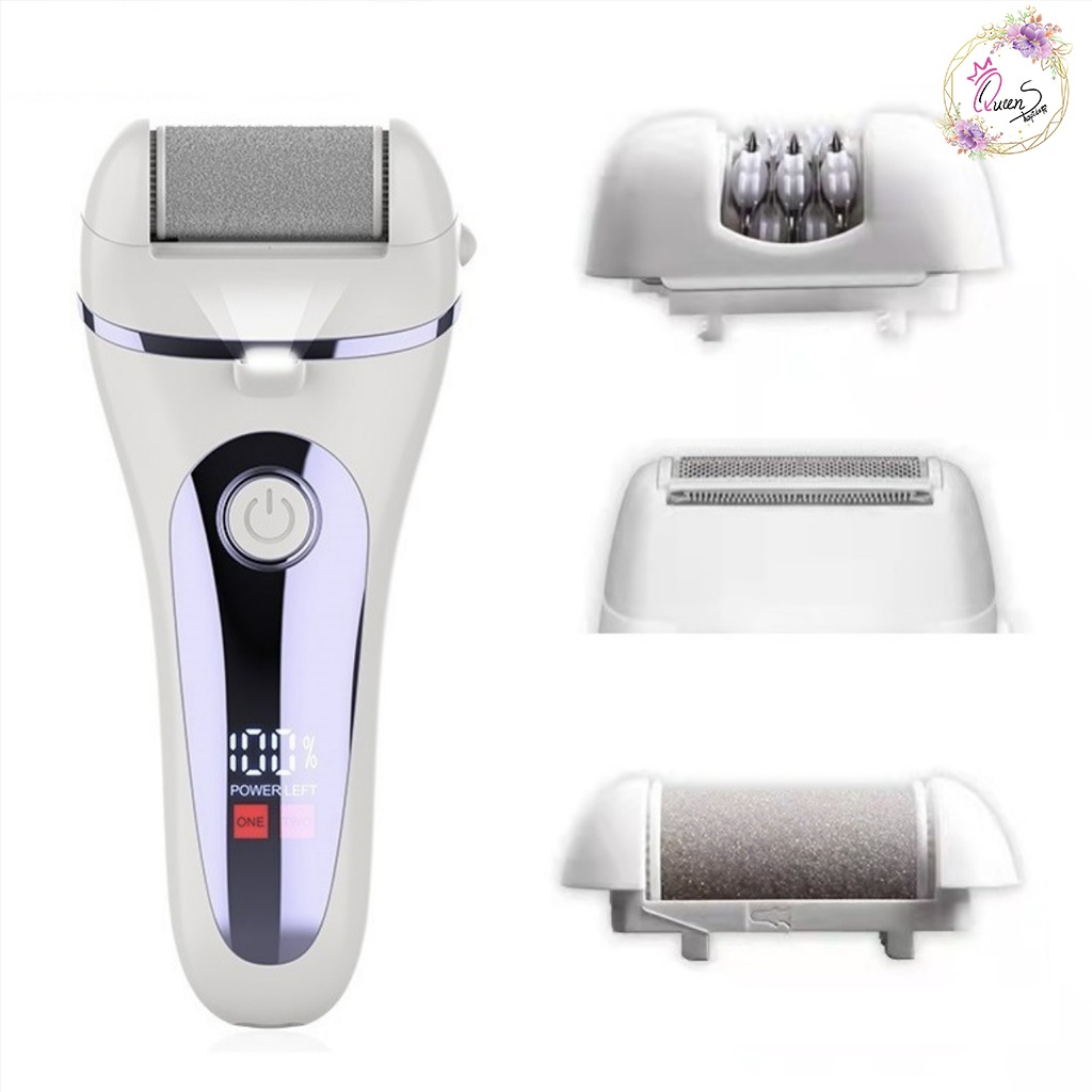 Electric Hair Epilator with multiple heads cum foot file callus remover,  Beauty & Personal Care, Bath & Body, Hair Removal on Carousell