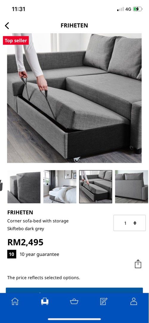 FRIHETEN IKEA corner sofa bed with storage (already deep cleaning), Furniture & Home Living