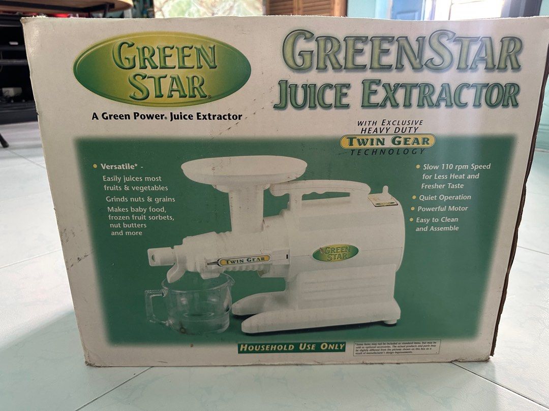 Greenstar GS1000 Original Slow Masticating Juicer, Twin Gear Cold Press Juicer & Juice