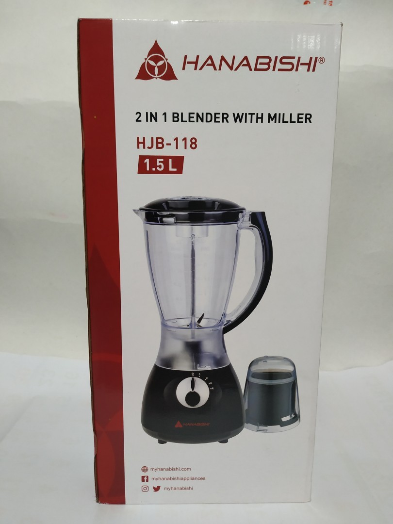 Hanabishi 2 in 1 blender with miller 1.5L, TV & Home Appliances