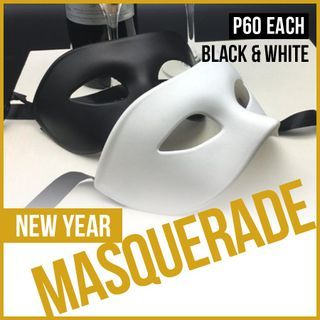 Happy New Year 2023 Masquerade Mask Black White Party Needs