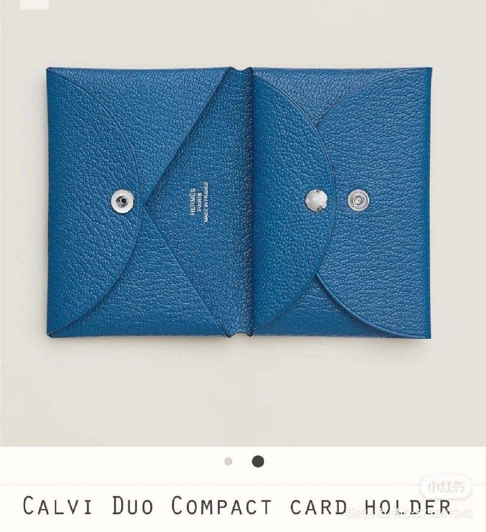 CALVI DUO COMPACT CARD HOLDER IN CRIMSON PINK EPSOM CALFSKIN