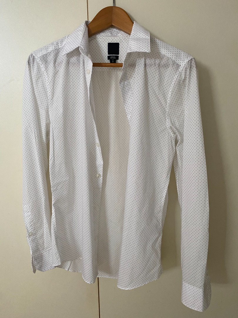 H M Men s White Polka Dot shirt Men s Fashion Tops Sets