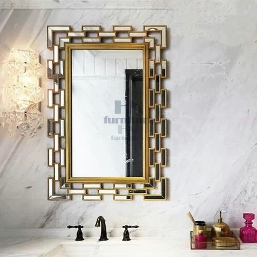 hn0384 Aeden Rectangle Metal Wall Mirror, Furniture & Home Living