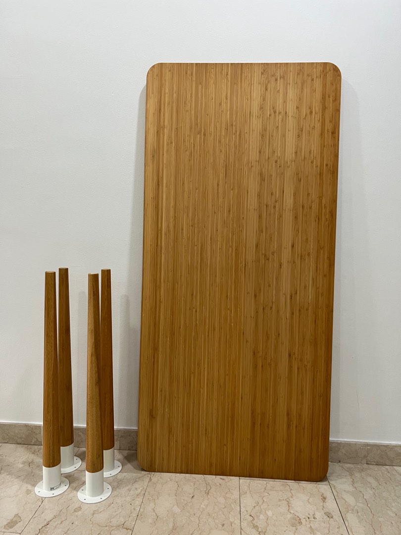 IKEA Bamboo table top and leg cone shaped Furniture Home Living