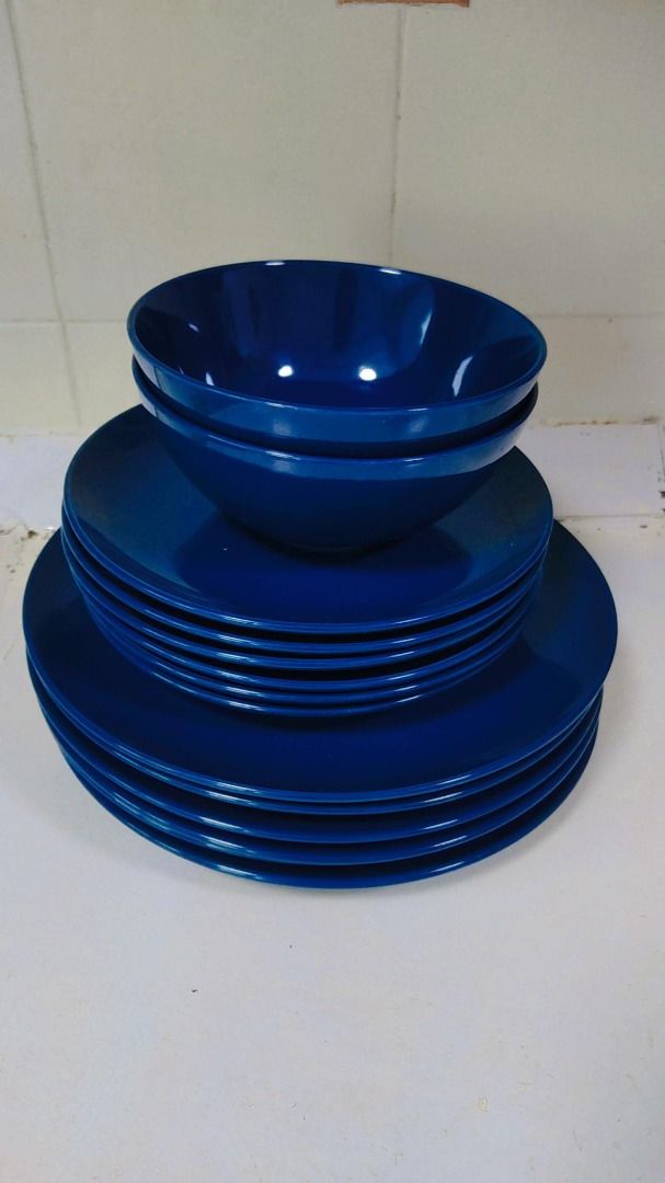 Ikea Blue Plates and Bowls, Furniture & Home Living, Kitchenware