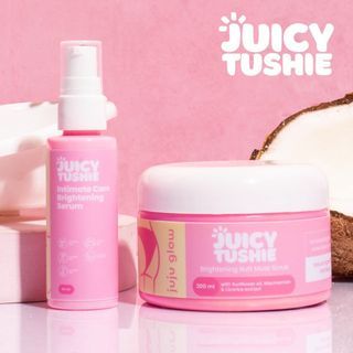 JUICY TUSHIE Butt Scrub Mask & Intimate Serum Bundle || Halal Certified || Shop AAbiz SG #04-66 Lucky Plaza