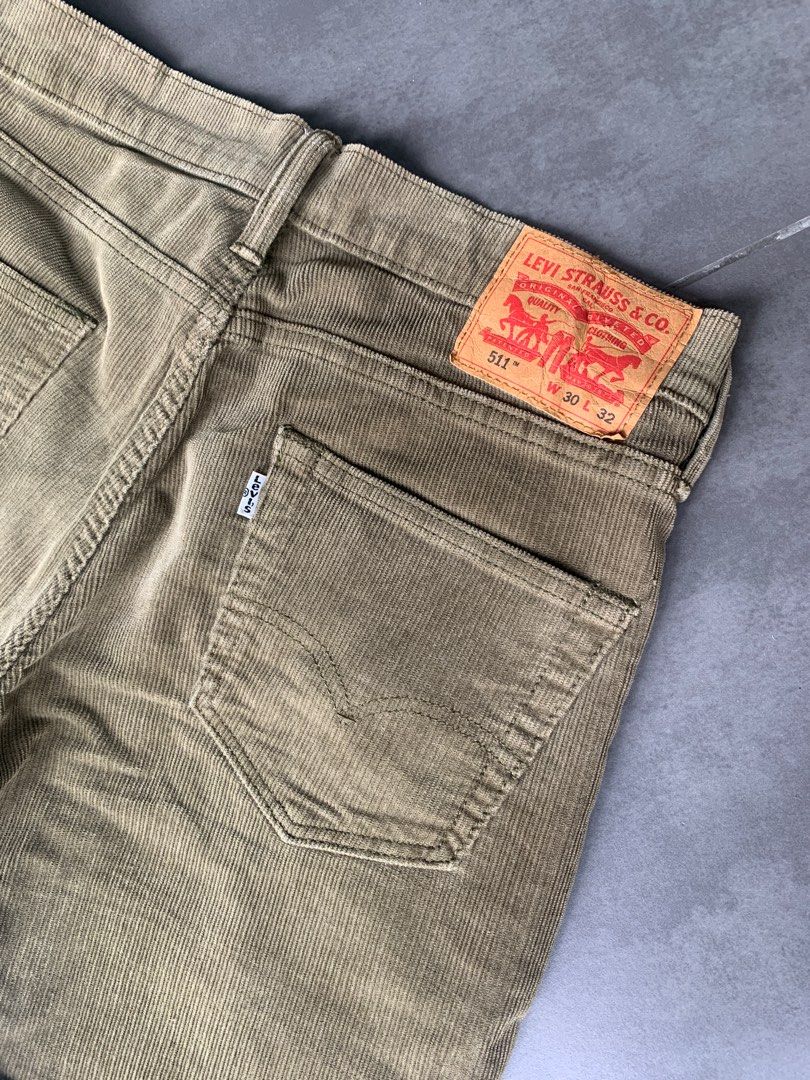 Levi's 511 Corduroy Green, Men's Fashion, Bottoms, Jeans on Carousell