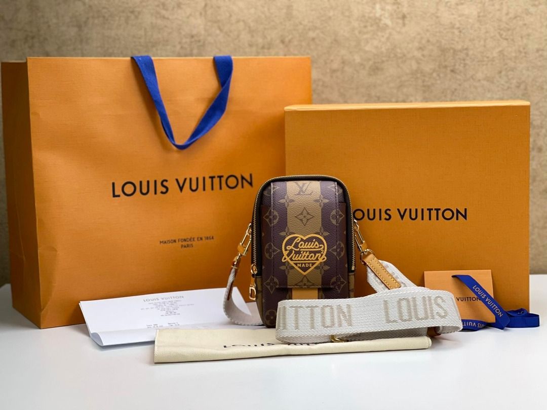 Louis Vuitton LV Unisex Flap Double Phone Pouch Monogram Stripes