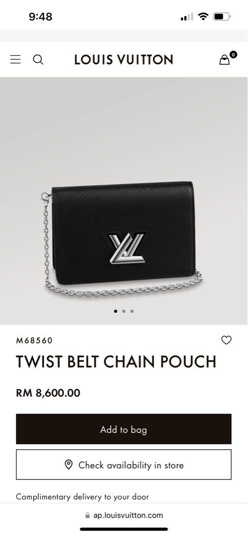 Louis Vuitton Guaranteed Authentic Twist Belt Wallet M68560 Black Cross  Body Bag