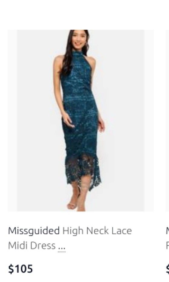 Missguided High Neck Dress Teal uk8 Women s Fashion Dresses Sets Dresses on Carousell
